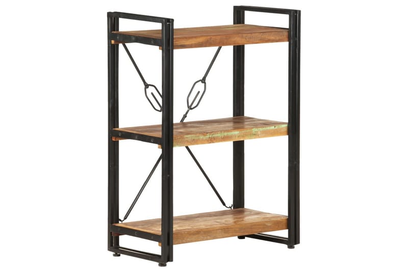 Bokhylla med 3 hyllor 60x30x80 cm massivt återvunnet trä - Flerfärgad - Förvaring - Hylla - Bokhylla