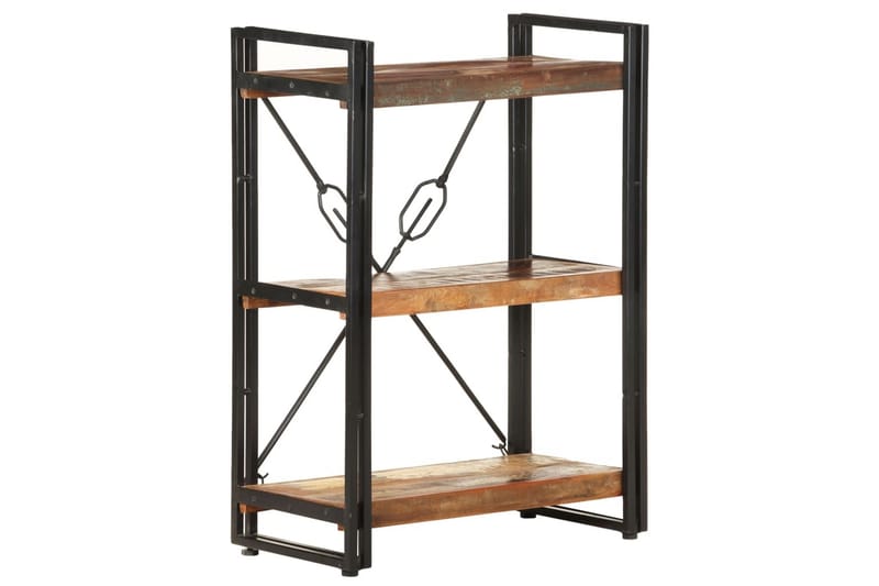 Bokhylla med 3 hyllor 60x30x80 cm massivt återvunnet trä - Flerfärgad - Förvaring - Hylla - Bokhylla