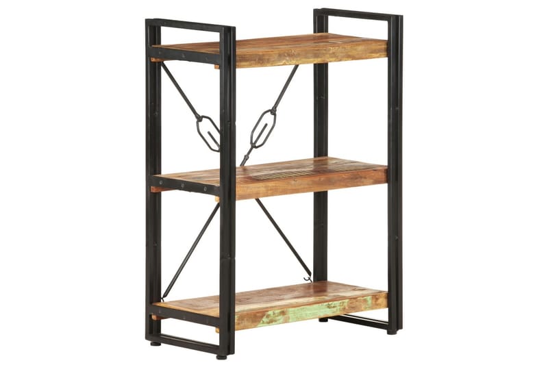 Bokhylla med 3 hyllor 60x30x80 cm massivt återvunnet trä - Flerfärgad - Förvaring - Hylla - Bokhylla