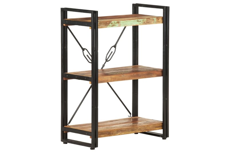 Bokhylla med 3 hyllor 60x30x80 cm massivt återvunnet trä - Flerfärgad - Förvaring - Hylla - Bokhylla