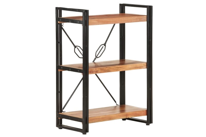 Bokhylla med 3 hyllplan 60x30x80 cm massivt akaciaträ - Brun - Förvaring - Hylla - Bokhylla