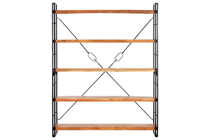 Bokhylla med 5 hyllor 140x30x180 cm massivt akaciaträ - Brun - Förvaring - Hylla - Bokhylla