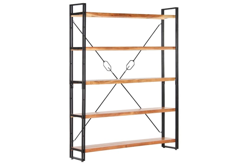 Bokhylla med 5 hyllor 140x30x180 cm massivt akaciaträ - Brun - Förvaring - Hylla - Bokhylla