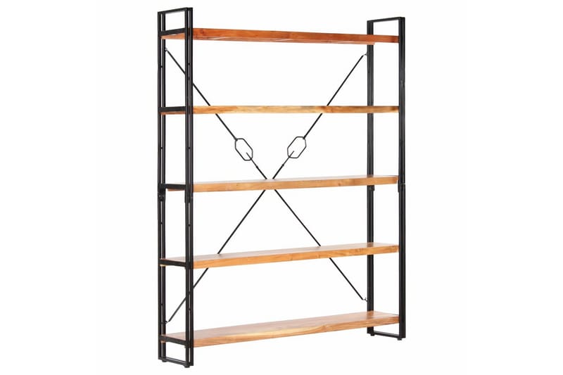 Bokhylla med 5 hyllor 140x30x180 cm massivt akaciaträ - Brun - Förvaring - Hylla - Bokhylla