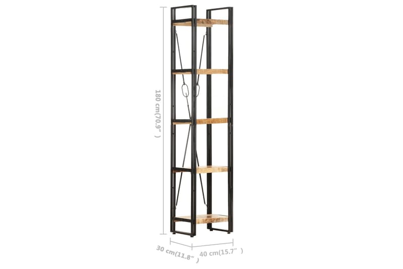 Bokhylla med 5 hyllor 40x30x180 cm massivt mangoträ - Brun - Förvaring - Hylla - Bokhylla