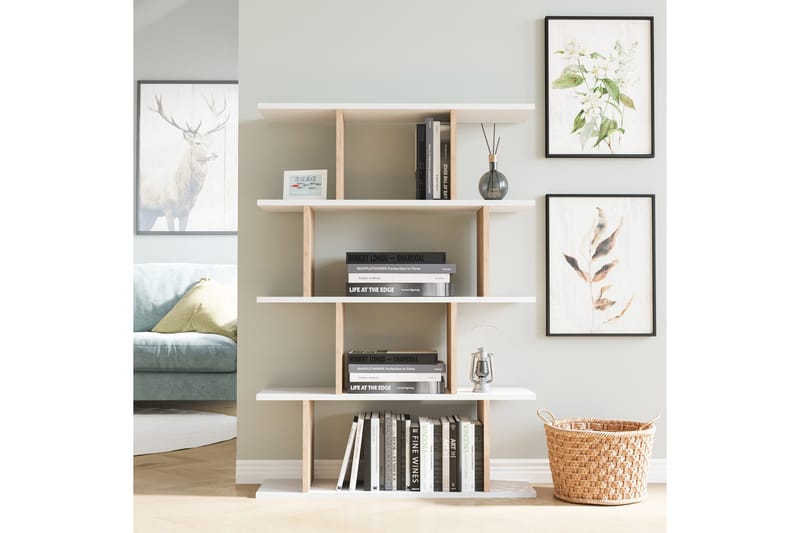 Bokhylla Nachusa Bokhylla 90x25 cm Trä/Natur, Vit - Förvaring - Hylla - Bokhylla