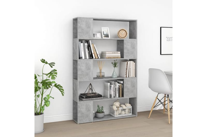 Bokhylla Rumsavdelare betonggrå 100x24x155 cm spånskiva - Grå - Förvaring - Hylla - Bokhylla