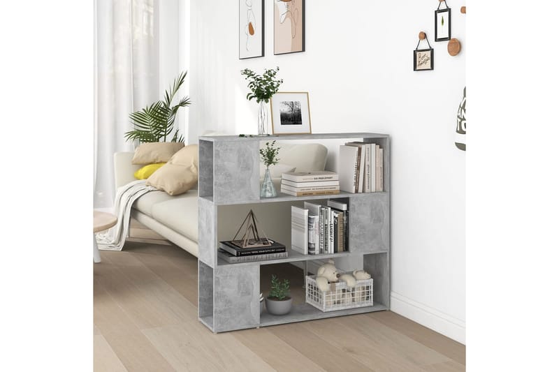 Bokhylla Rumsavdelare betonggrå 100x24x94 cm - Grå - Förvaring - Hylla - Bokhylla