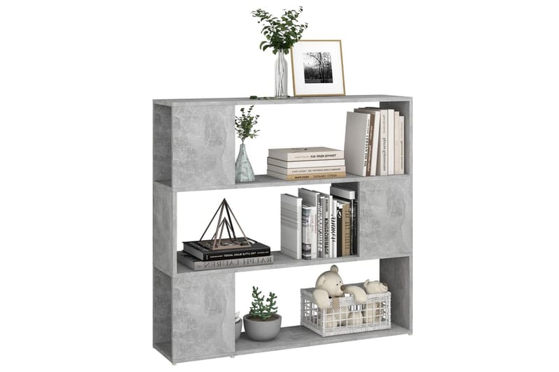 Bokhylla Rumsavdelare betonggrå 100x24x94 cm - Grå - Förvaring - Hylla - Bokhylla