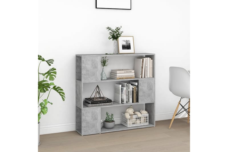 Bokhylla Rumsavdelare betonggrå 100x24x94 cm - Grå - Förvaring - Hylla - Bokhylla