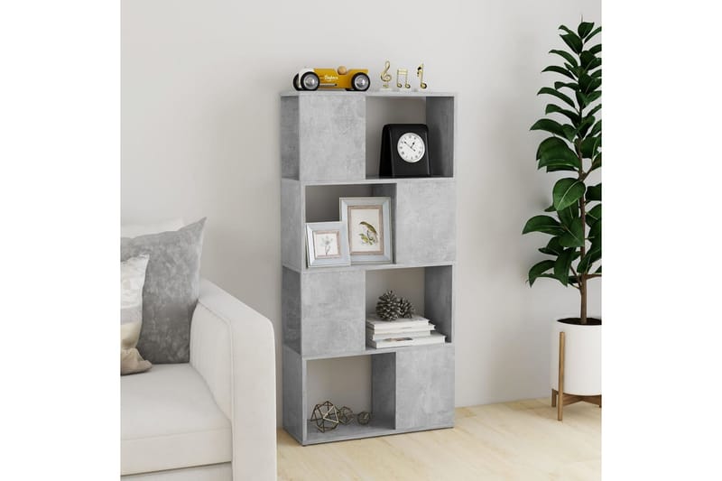 Bokhylla Rumsavdelare betonggrå 60x24x124,5 cm - Betonggrå - Förvaring - Hylla - Bokhylla