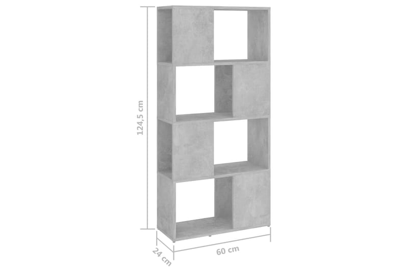 Bokhylla Rumsavdelare betonggrå 60x24x124,5 cm - Betonggrå - Förvaring - Hylla - Bokhylla