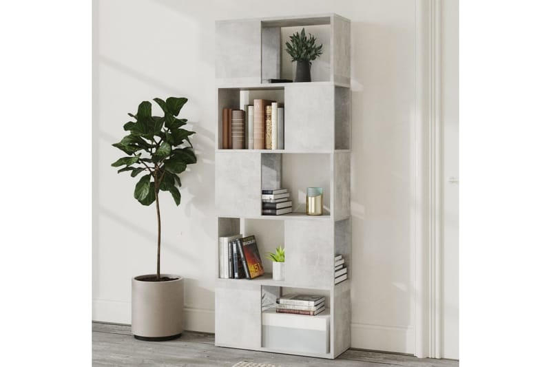 Bokhylla Rumsavdelare betonggrå 60x24x155 cm - Betonggrå - Förvaring - Hylla - Bokhylla