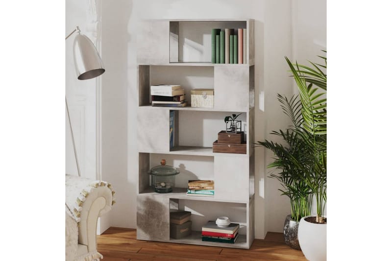 Bokhylla rumsavdelare betonggrå 80x24x155 cm spånskiva - Betonggrå - Förvaring - Hylla - Bokhylla