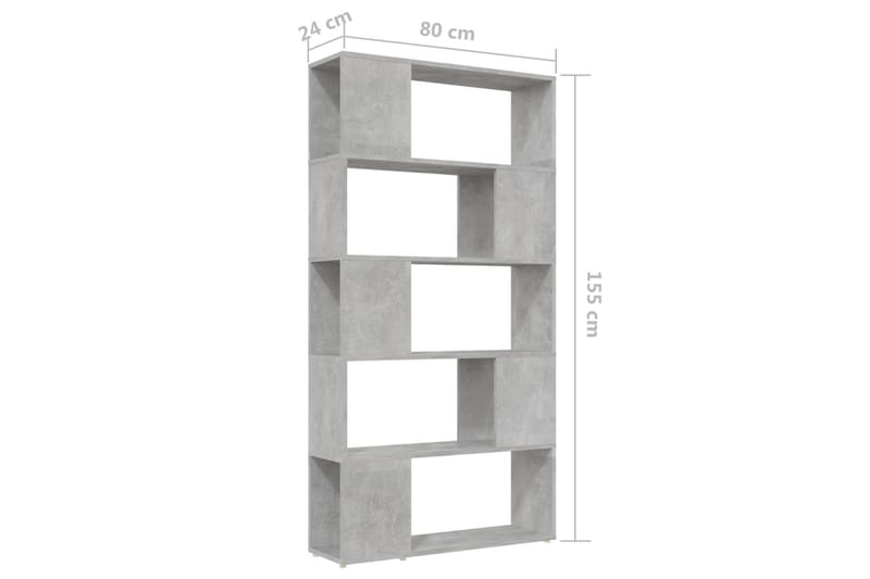 Bokhylla rumsavdelare betonggrå 80x24x155 cm spånskiva - Betonggrå - Förvaring - Hylla - Bokhylla