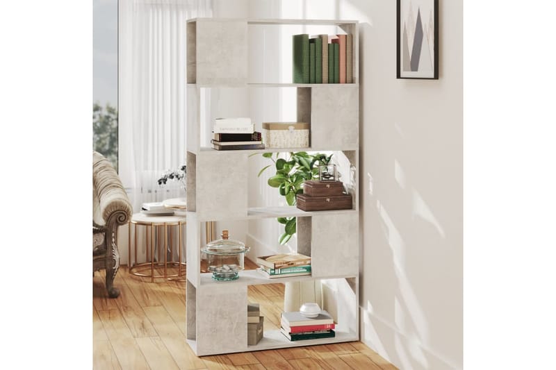 Bokhylla rumsavdelare betonggrå 80x24x155 cm spånskiva - Betonggrå - Förvaring - Hylla - Bokhylla