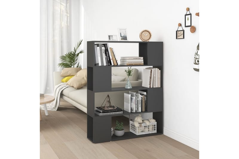 Bokhylla Rumsavdelare grå 100x24x124 cm - Grå - Förvaring - Hylla - Bokhylla