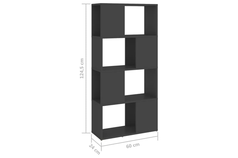 Bokhylla Rumsavdelare grå 60x24x124,5 cm - Grå - Förvaring - Hylla - Bokhylla
