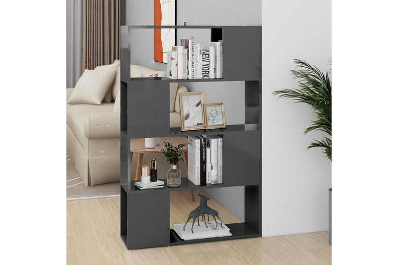 Bokhylla Rumsavdelare grå högglans 80x24x124,5 cm - Grå högglans - Förvaring - Hylla - Bokhylla