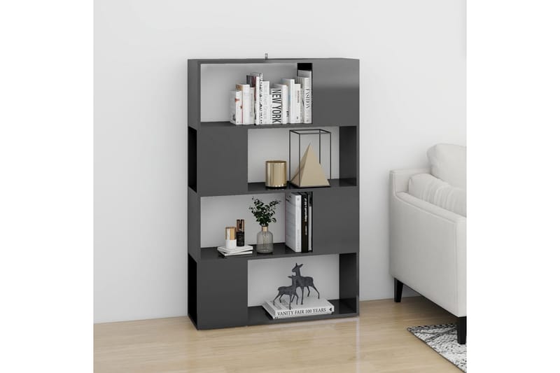 Bokhylla Rumsavdelare grå högglans 80x24x124,5 cm - Grå högglans - Förvaring - Hylla - Bokhylla