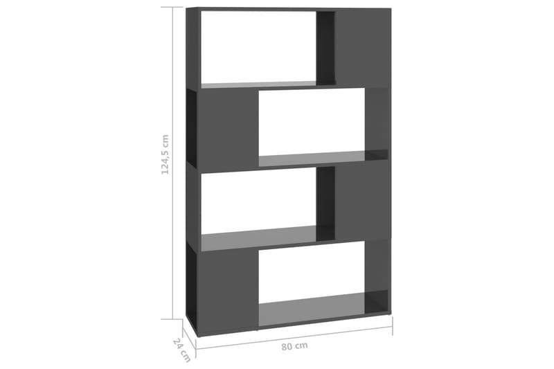Bokhylla Rumsavdelare grå högglans 80x24x124,5 cm - Grå högglans - Förvaring - Hylla - Bokhylla
