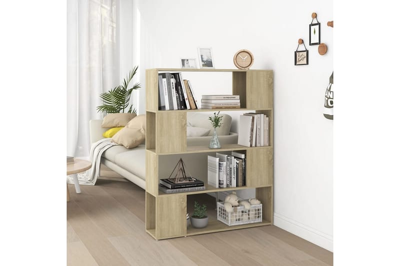 Bokhylla Rumsavdelare sonoma-ek 100x24x124 cm - Brun - Förvaring - Hylla - Bokhylla