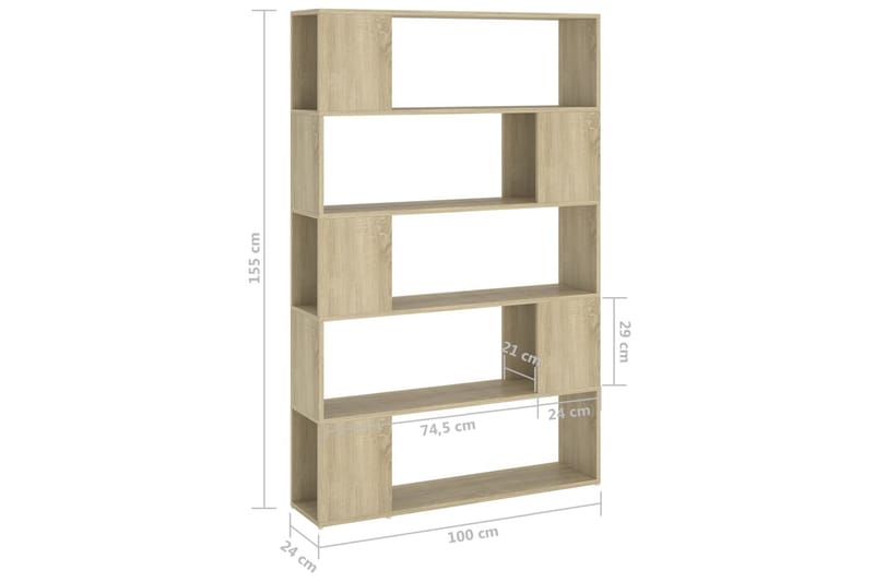 Bokhylla Rumsavdelare sonoma-ek 100x24x155 cm spånskiva - Brun - Bokhylla