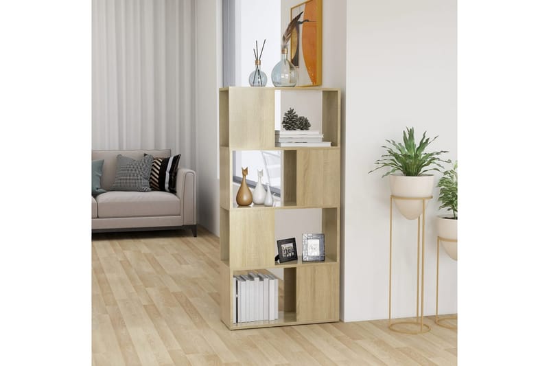 Bokhylla Rumsavdelare sonoma-ek 60x24x124,5 cm spånskiva - Brun - Förvaring - Hylla - Bokhylla
