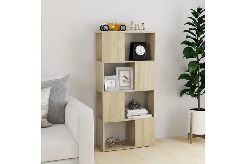 Bokhylla Rumsavdelare sonoma-ek 60x24x124,5 cm spånskiva - Brun - Förvaring - Hylla - Bokhylla