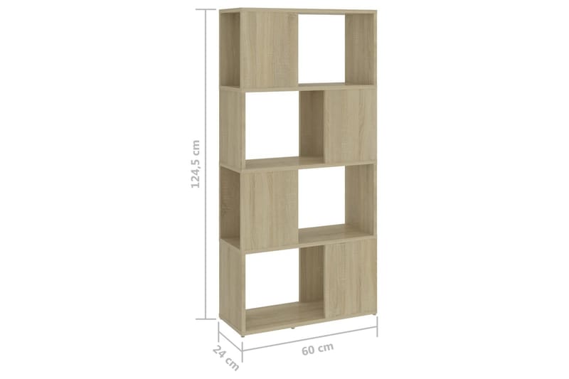 Bokhylla Rumsavdelare sonoma-ek 60x24x124,5 cm spånskiva - Brun - Förvaring - Hylla - Bokhylla