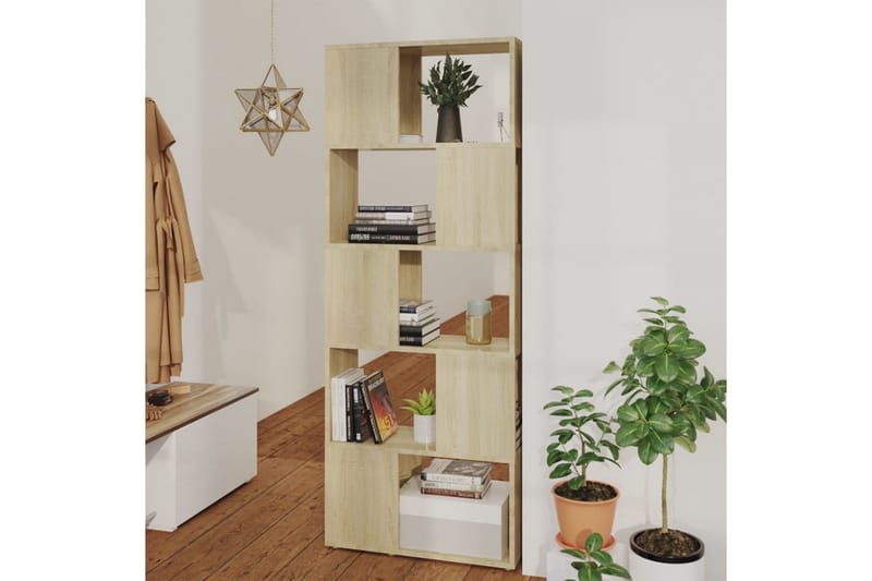 Bokhylla Rumsavdelare sonoma-ek 60x24x155 cm - Brun - Förvaring - Hylla - Bokhylla