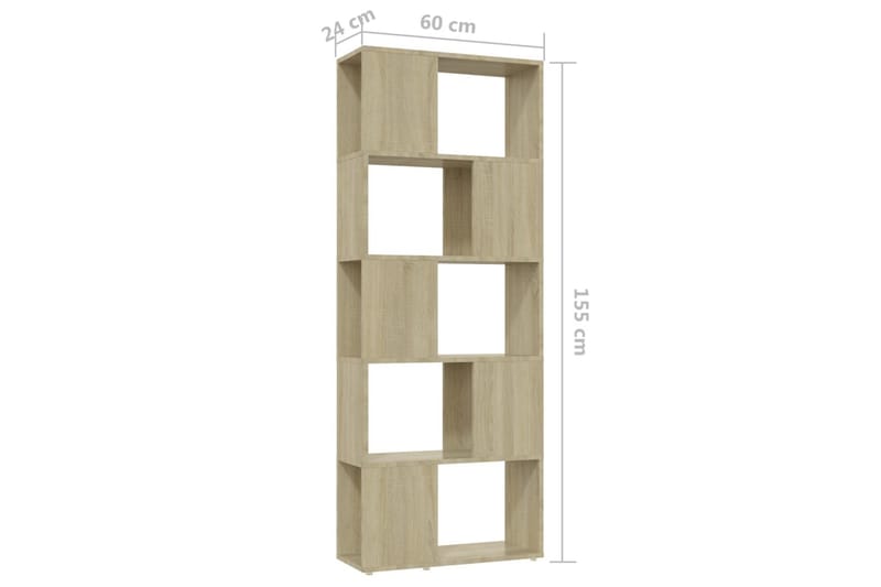 Bokhylla Rumsavdelare sonoma-ek 60x24x155 cm - Brun - Förvaring - Hylla - Bokhylla