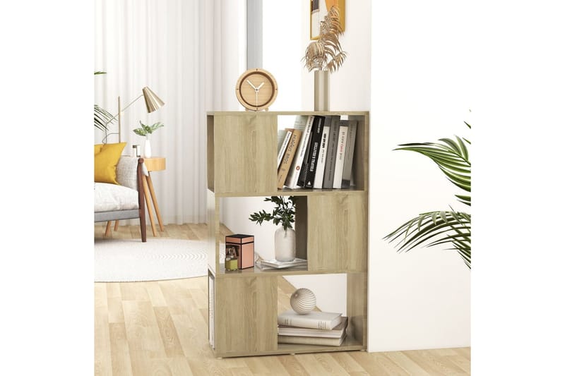Bokhylla Rumsavdelare sonoma-ek 60x24x94 cm spånskiva - Brun - Förvaring - Hylla - Bokhylla