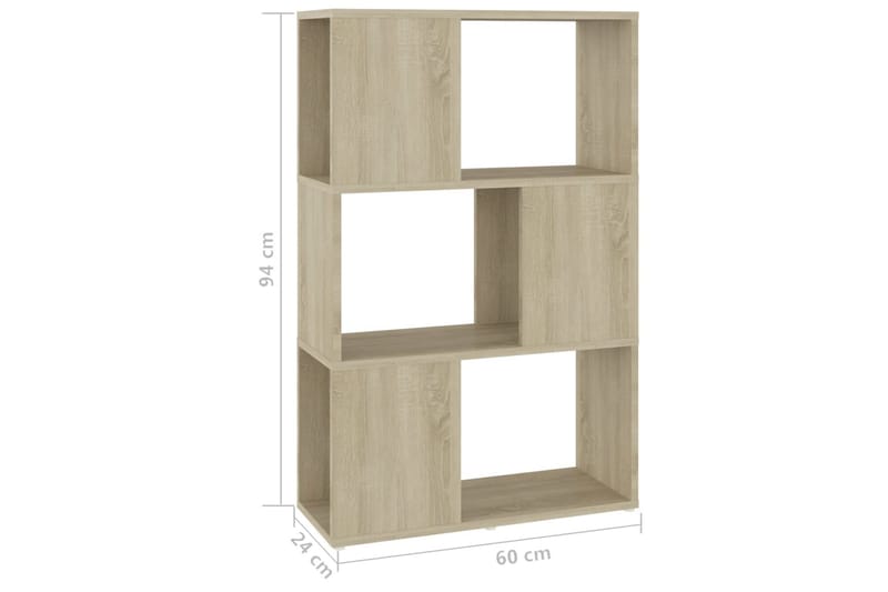 Bokhylla Rumsavdelare sonoma-ek 60x24x94 cm spånskiva - Brun - Förvaring - Hylla - Bokhylla