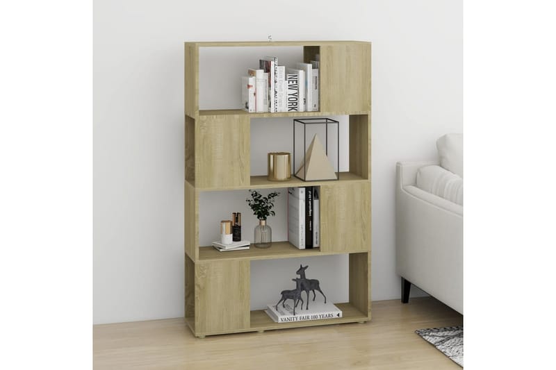 Bokhylla Rumsavdelare sonoma-ek 80x24x124,5 cm spånskiva - Brun - Förvaring - Hylla - Bokhylla