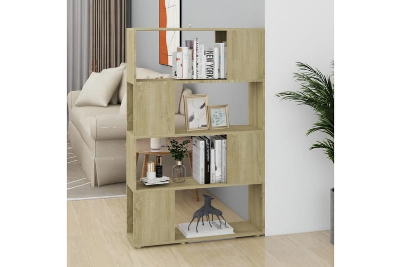 Bokhylla Rumsavdelare sonoma-ek 80x24x124,5 cm spånskiva - Brun - Förvaring - Hylla - Bokhylla