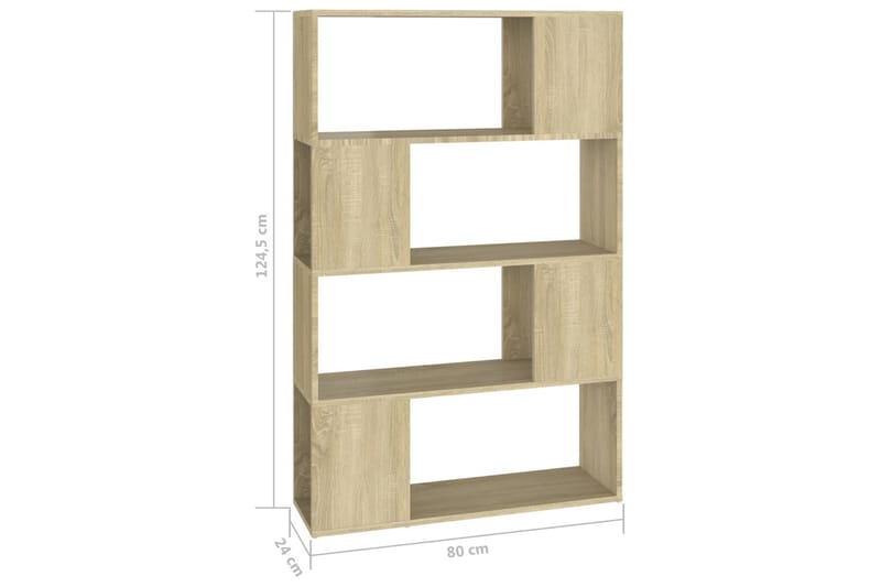 Bokhylla Rumsavdelare sonoma-ek 80x24x124,5 cm spånskiva - Brun - Förvaring - Hylla - Bokhylla