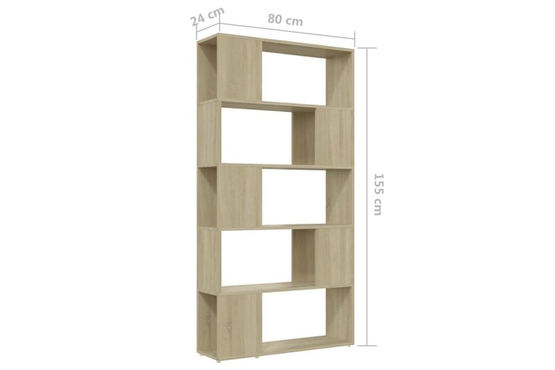 Bokhylla rumsavdelare sonoma-ek 80x24x155 cm spånskiva - Brun - Förvaring - Hylla - Bokhylla