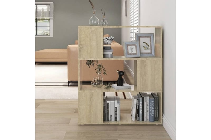 Bokhylla Rumsavdelare sonoma-ek 80x24x94 cm spånskiva - Brun - Förvaring - Hylla - Bokhylla