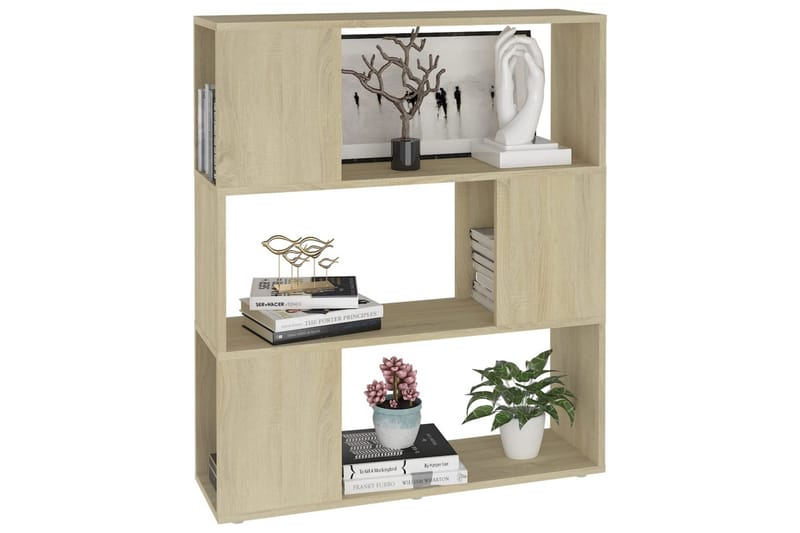Bokhylla Rumsavdelare sonoma-ek 80x24x94 cm spånskiva - Brun - Förvaring - Hylla - Bokhylla