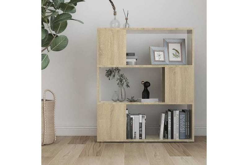 Bokhylla Rumsavdelare sonoma-ek 80x24x94 cm spånskiva - Brun - Förvaring - Hylla - Bokhylla