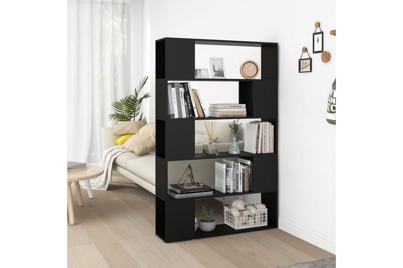 Bokhylla Rumsavdelare svart 100x24x155 cm spånskiva - Svart - Förvaring - Hylla - Bokhylla