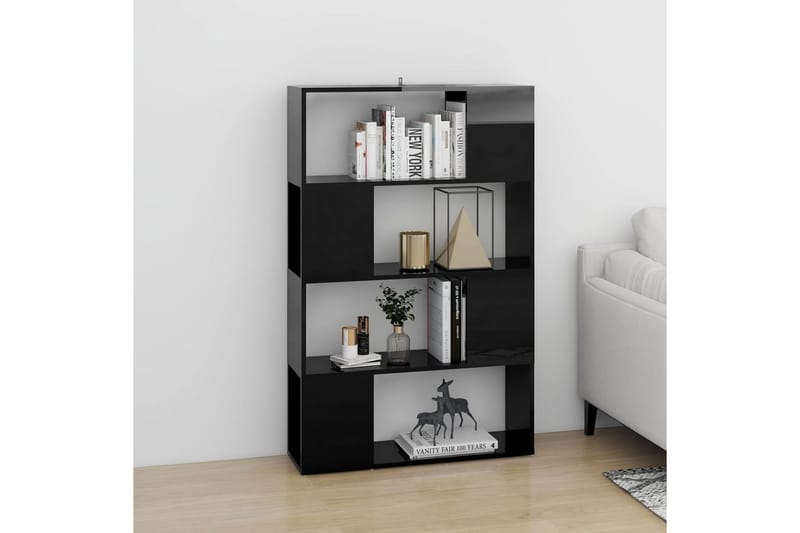 Bokhylla Rumsavdelare svart högglans 80x24x124,5 cm - Svart högglans - Förvaring - Hylla - Bokhylla