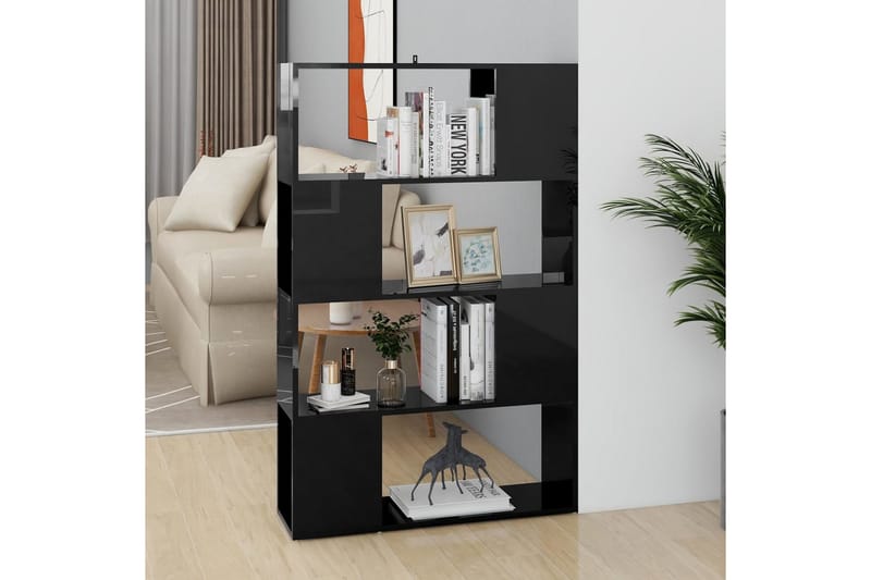 Bokhylla Rumsavdelare svart högglans 80x24x124,5 cm - Svart högglans - Förvaring - Hylla - Bokhylla