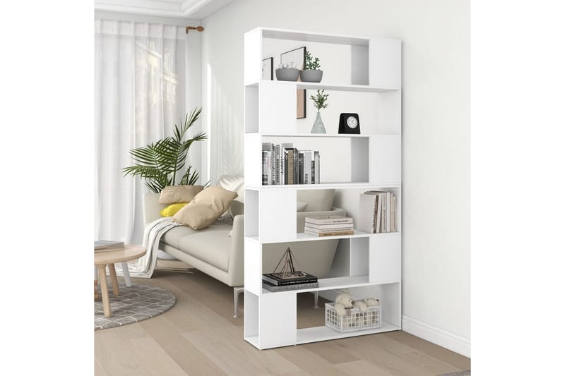 Bokhylla Rumsavdelare vit 100x24x188 cm - Vit - Förvaring - Hylla - Bokhylla