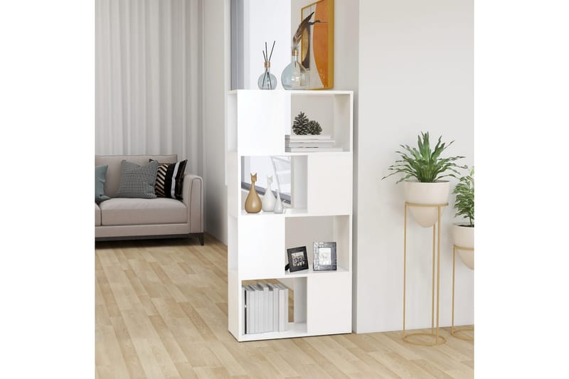 Bokhylla Rumsavdelare vit 60x24x124,5 cm spånskiva - Vit - Förvaring - Hylla - Bokhylla