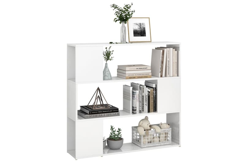 Bokhylla Rumsavdelare vit högglans 100x24x94 cm - Vit - Förvaring - Hylla - Bokhylla