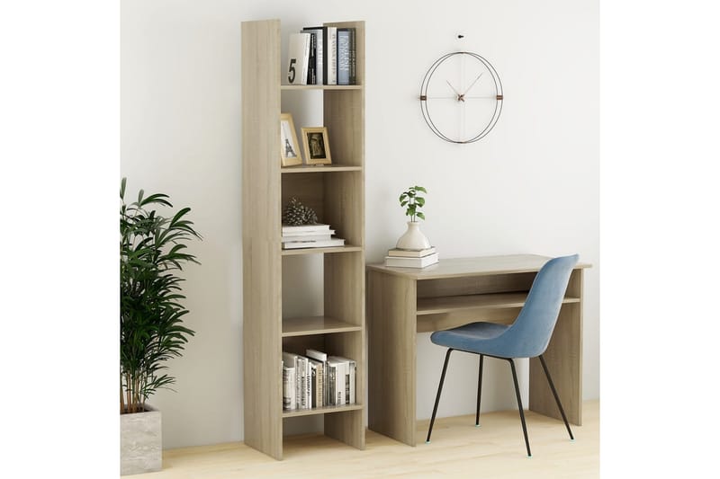 Bokhylla sonoma-ek 40x35x180 cm spånskiva - Brun - Förvaring - Hylla - Bokhylla
