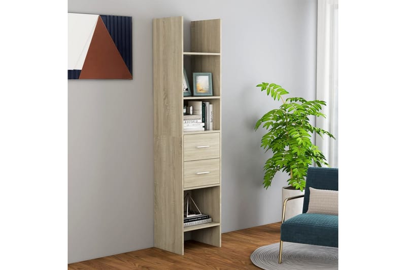 Bokhylla sonoma-ek 40x35x180 cm spånskiva - Brun - Förvaring - Hylla - Bokhylla