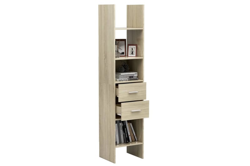 Bokhylla sonoma-ek 40x35x180 cm spånskiva - Brun - Förvaring - Hylla - Bokhylla